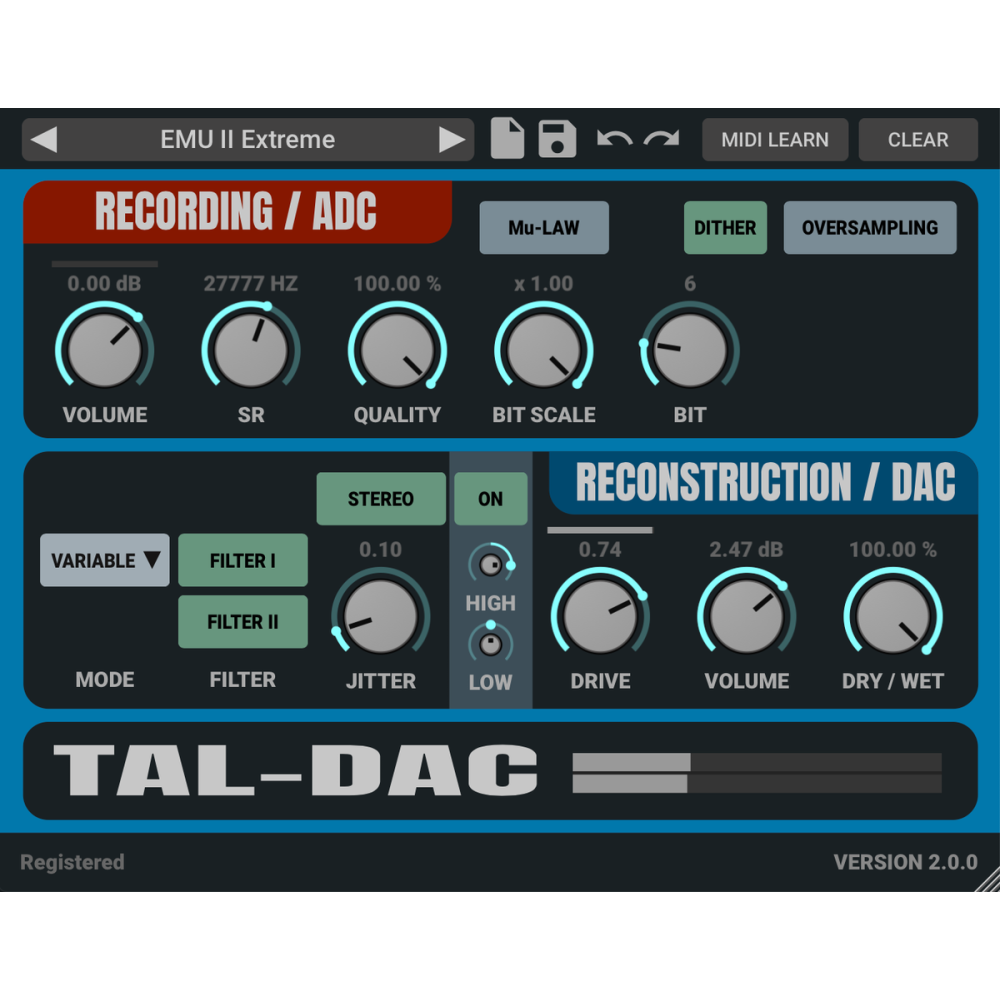 TAL SOFTWARE TAL DAC Bit Crusher