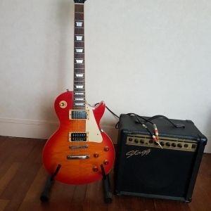 Epiphone Guitare Les Paul micros Seymour Duncan + ampli Stagg 20W +cordon 5M + house