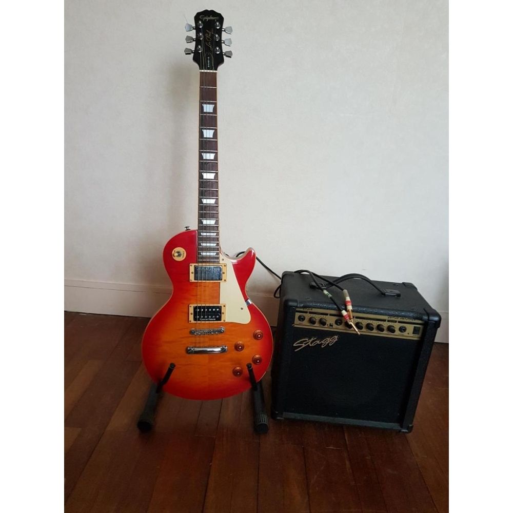 Epiphone Guitare Les Paul micros Seymour Duncan + ampli Stagg 20W +cordon 5M + house