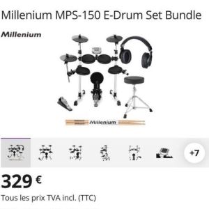 Millenium Batterie électrique MPS-150 E-Drum Set Bundle