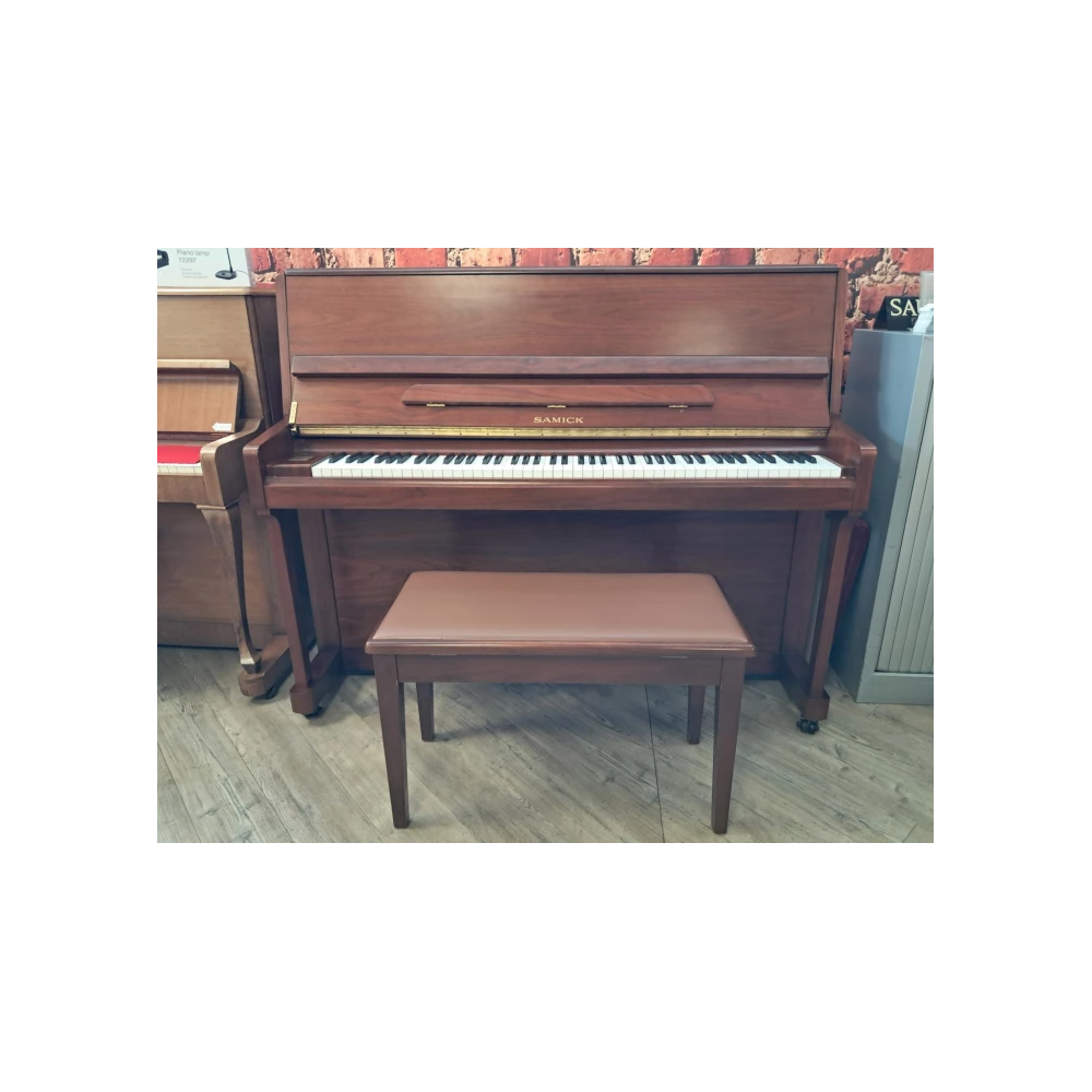 Samick Piano droit JS118D Noyer satiné avec banquette coffre