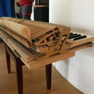 Schimmel Piano à queue modèle 147 en finition acajou brillant.