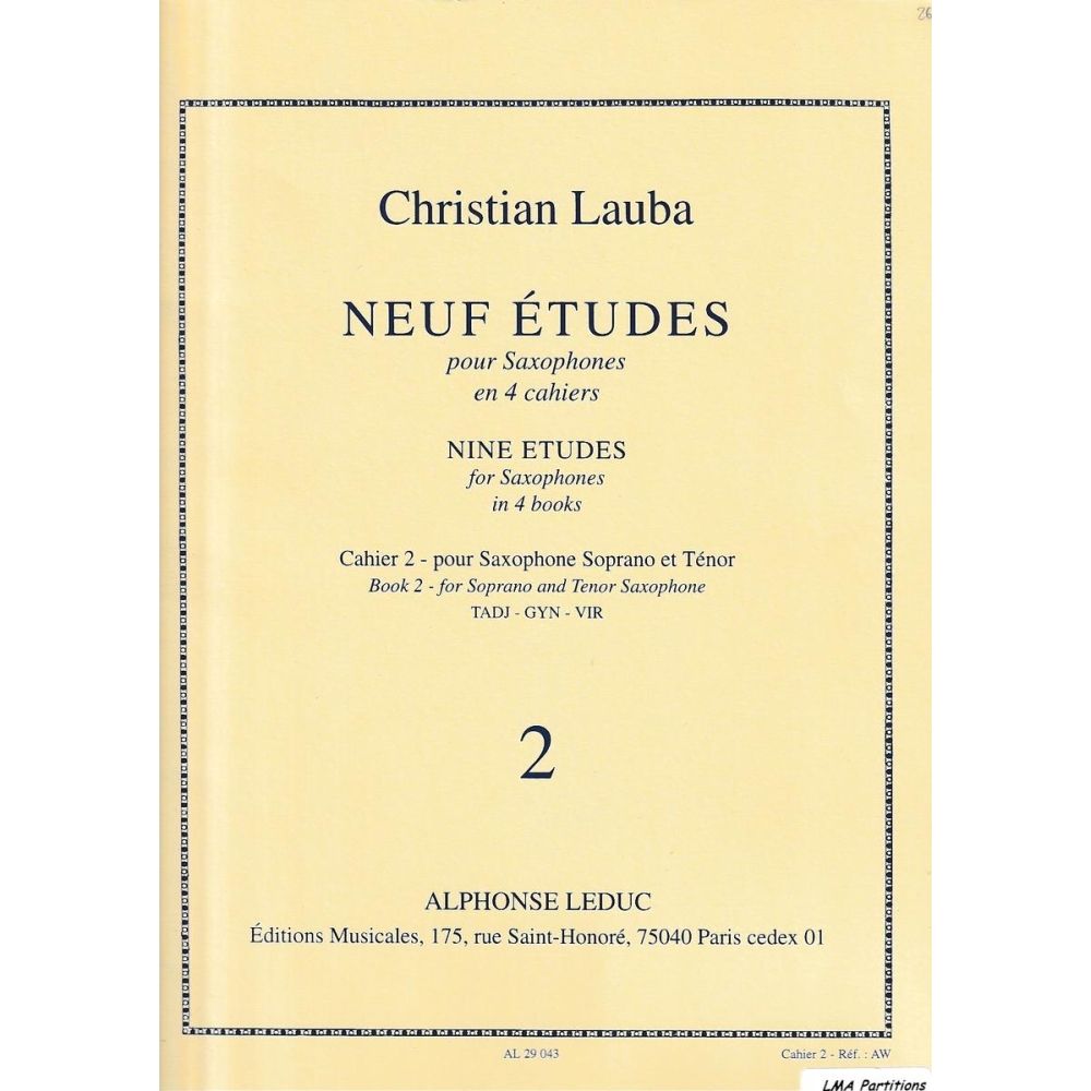 Christian Lauba, Neuf études pour saxophone en 4 cahiers, Cahier numéro 2