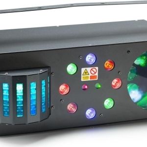 Boîte multi-effets avec lasers rouges et verts, derby, colour wash et gobo fleur