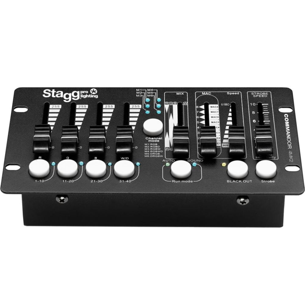 STAGG Console lumière DMX pour 4 projecteurs, 6 canaux par projecteur