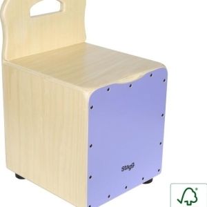 STAGG Cajón pour enfant avec dossier EasyGo, en tilleul, plaque de frappe mauve