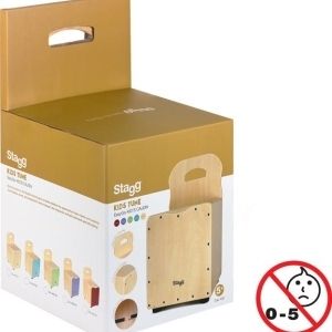 STAGG Cajón pour enfant avec dossier EasyGo, en tilleul, plaque de frappe mauve