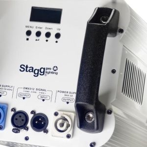 STAGG Projecteur découpe de 200 watts, lumière chaude, armature blanche en métal (Spot 200)