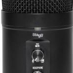 STAGG Microphone à condensateur double face, USB, finition métallique