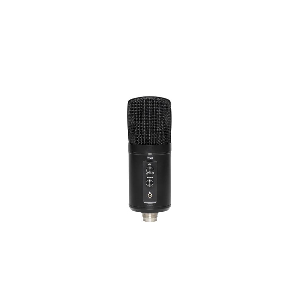 STAGG Microphone à condensateur double face, USB, finition métallique