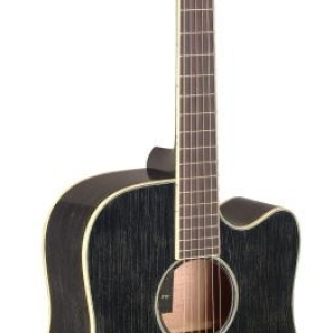 J.N GUITARS Guitare électro-acoustique dreadnought avec table massive et pan coupé, série Yakisugi