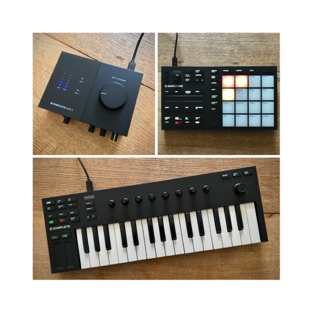 Ensemble Native Instruments (Komplete Audio 2, Komplete Kontrol M32, Maschine Mikro MK3, Expansions, Plugins)