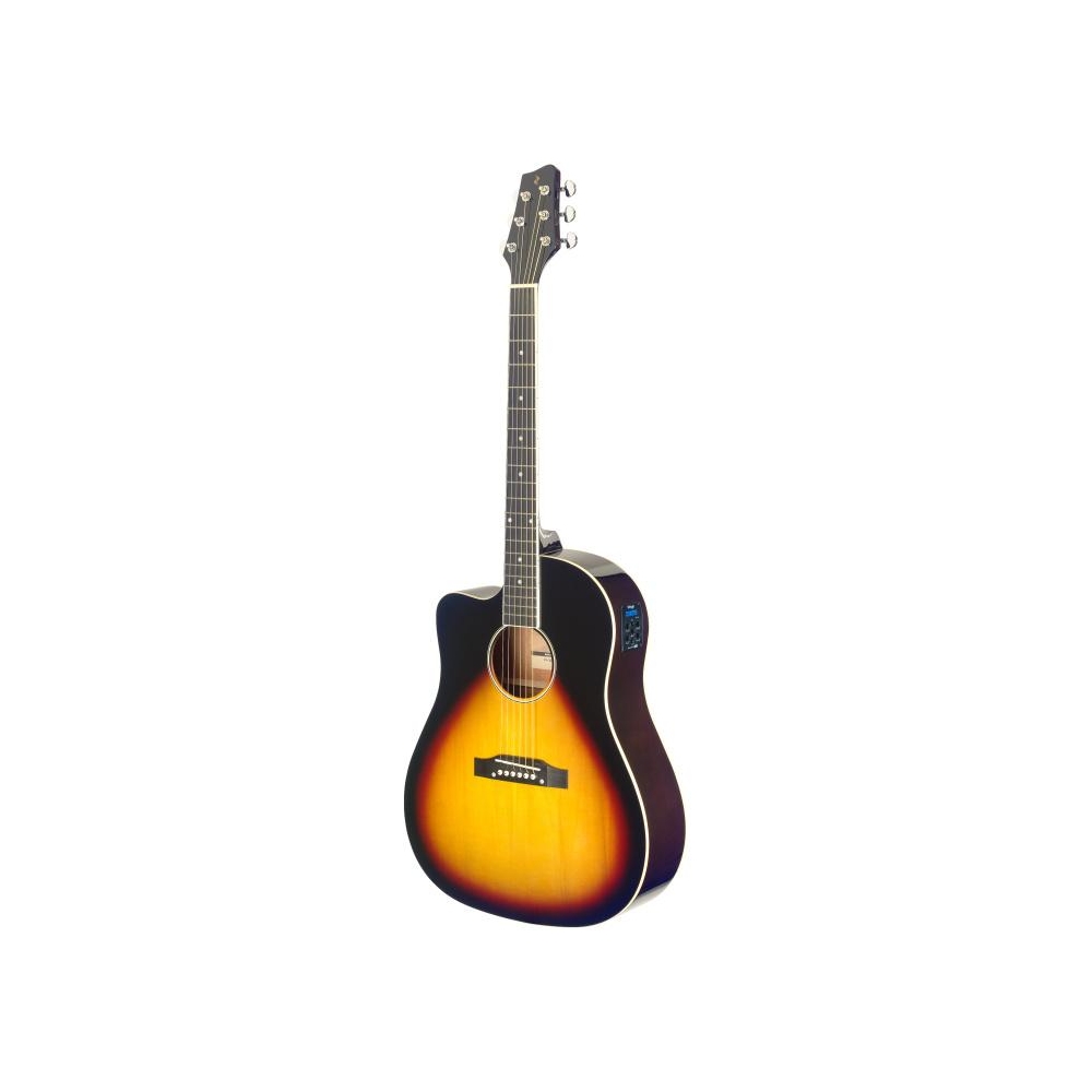 Guitare dreadnought Slope Shoulder électro-acoustique, pan coupé, sunburst, modèle gaucher