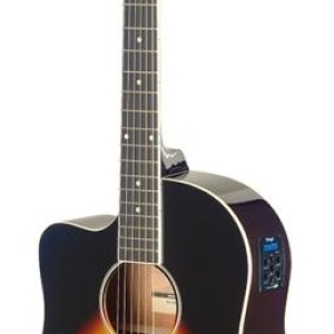 Guitare dreadnought Slope Shoulder électro-acoustique, pan coupé, sunburst, modèle gaucher