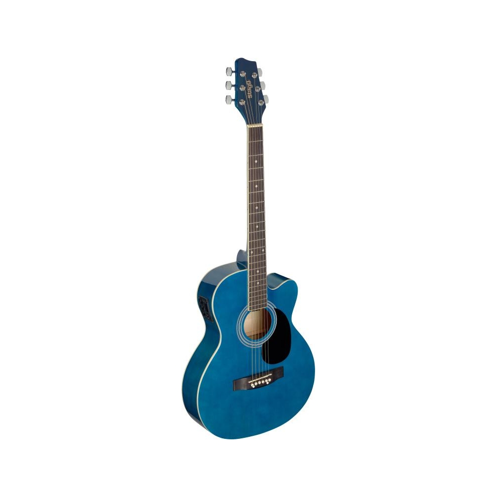 Guitare acoustique Auditorium pan coupé bleue, table en tilleul