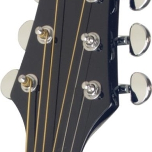 Guitare dreadnought Slope Shoulder électro-acoustique, pan coupé, noire, modèle gaucher