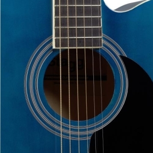 Guitare acoustique Auditorium pan coupé bleue, table en tilleul