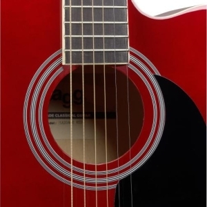 Guitare électro-acoustique auditorium pan coupé rouge avec table en tilleul