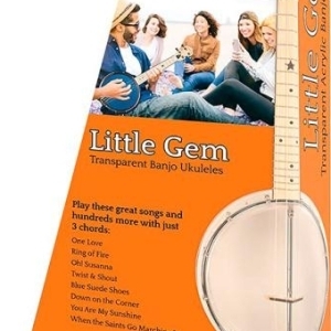 Banjolélé concert Little Gem transparent, avec LED, housse incluse, couleur diamant