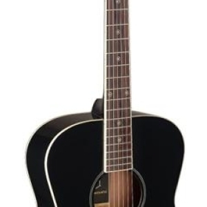 Guitare acoustique auditorium noire avec table en épica massif, série Bessie