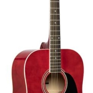 Guitare acoustique dreadnought 4/4 rouge avec table en tilleul