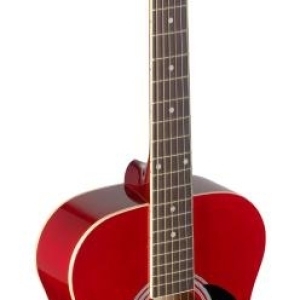 Guitare acoustique auditorium 4/4 rouge avec table en tilleul