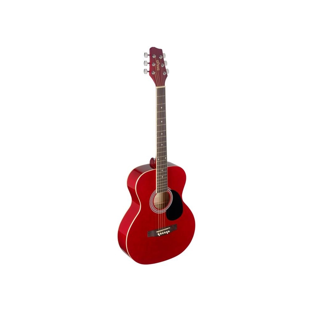 Guitare acoustique auditorium 4/4 rouge avec table en tilleul