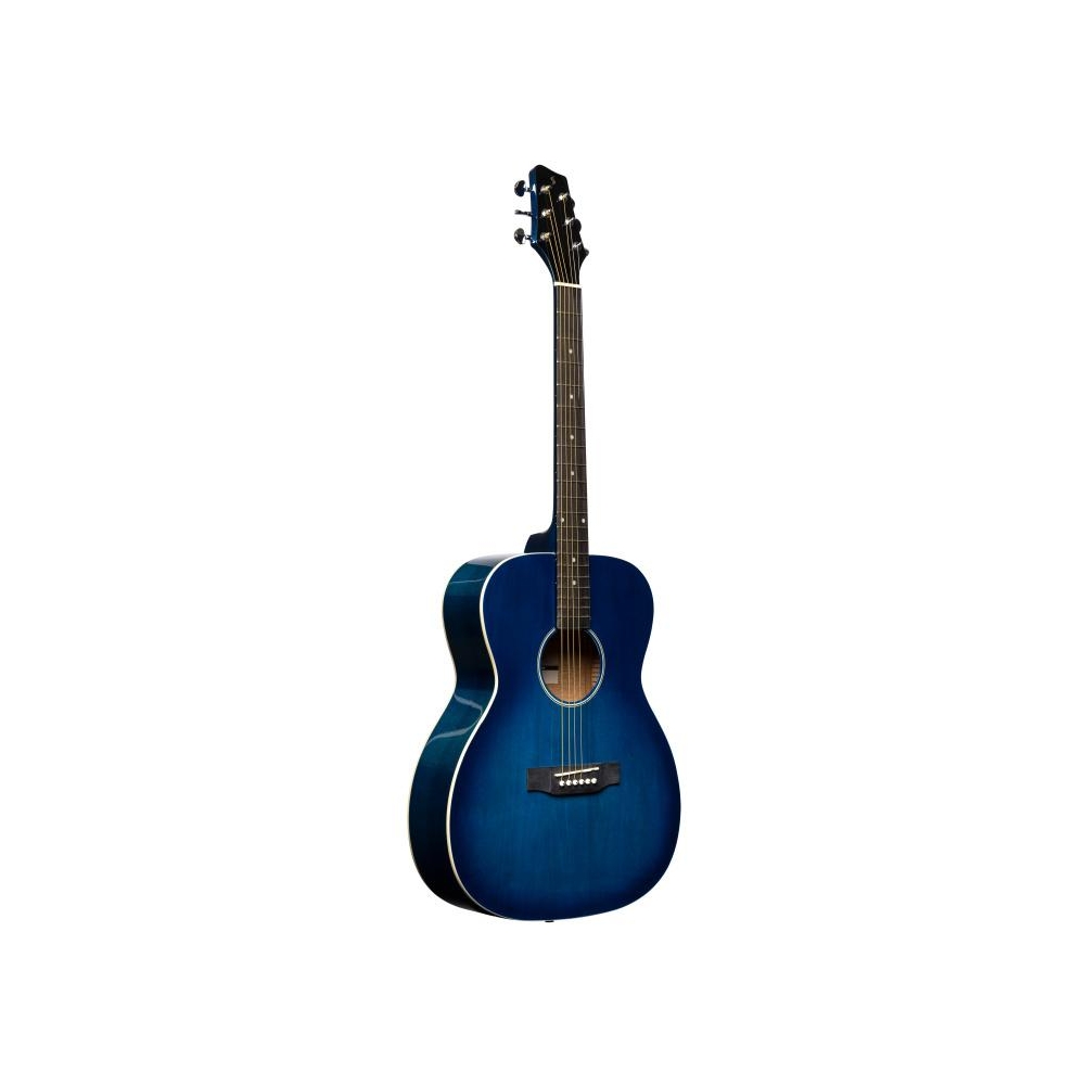 Guitare auditorium avec table en tilleul, de couleur bleue