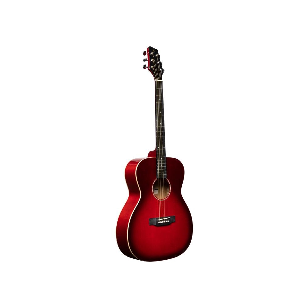 Guitare auditorium avec table en tilleul, rouge transparent