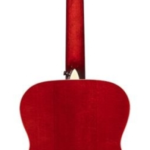 Guitare auditorium avec table en tilleul, rouge transparent