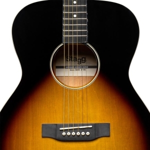 Guitare auditorium avec table en tilleul, sunburst