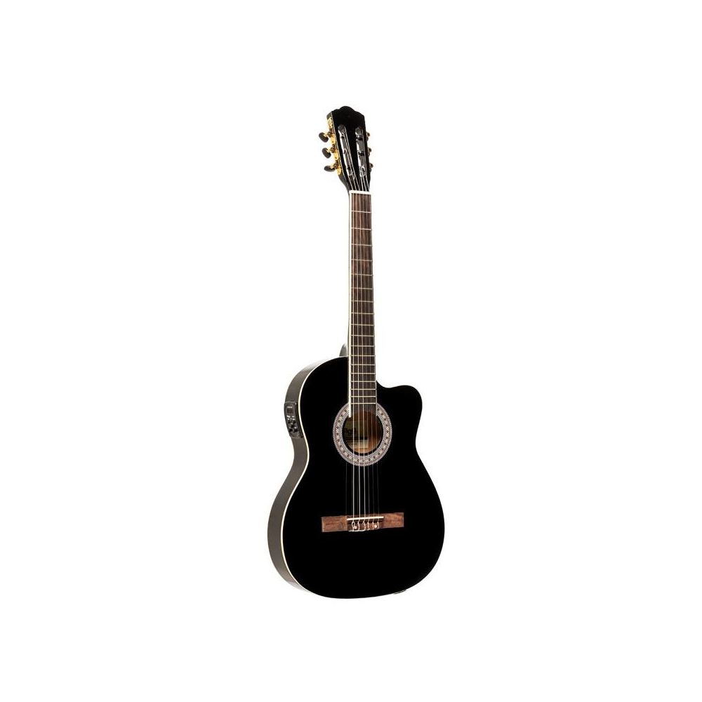 Guitare classique électro-acoustique pan coupé SCL60 avec EQ 4 bandes de B-Band, noire