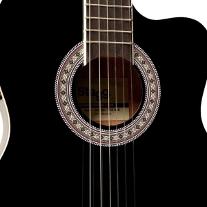 Guitare classique électro-acoustique pan coupé SCL60 avec EQ 4 bandes de B-Band, noire