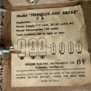 Fender Tremolux Blackface (Tête) de 1965