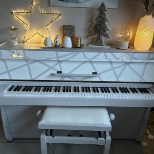 Pleyel piano acoustique d'étude blanc parme