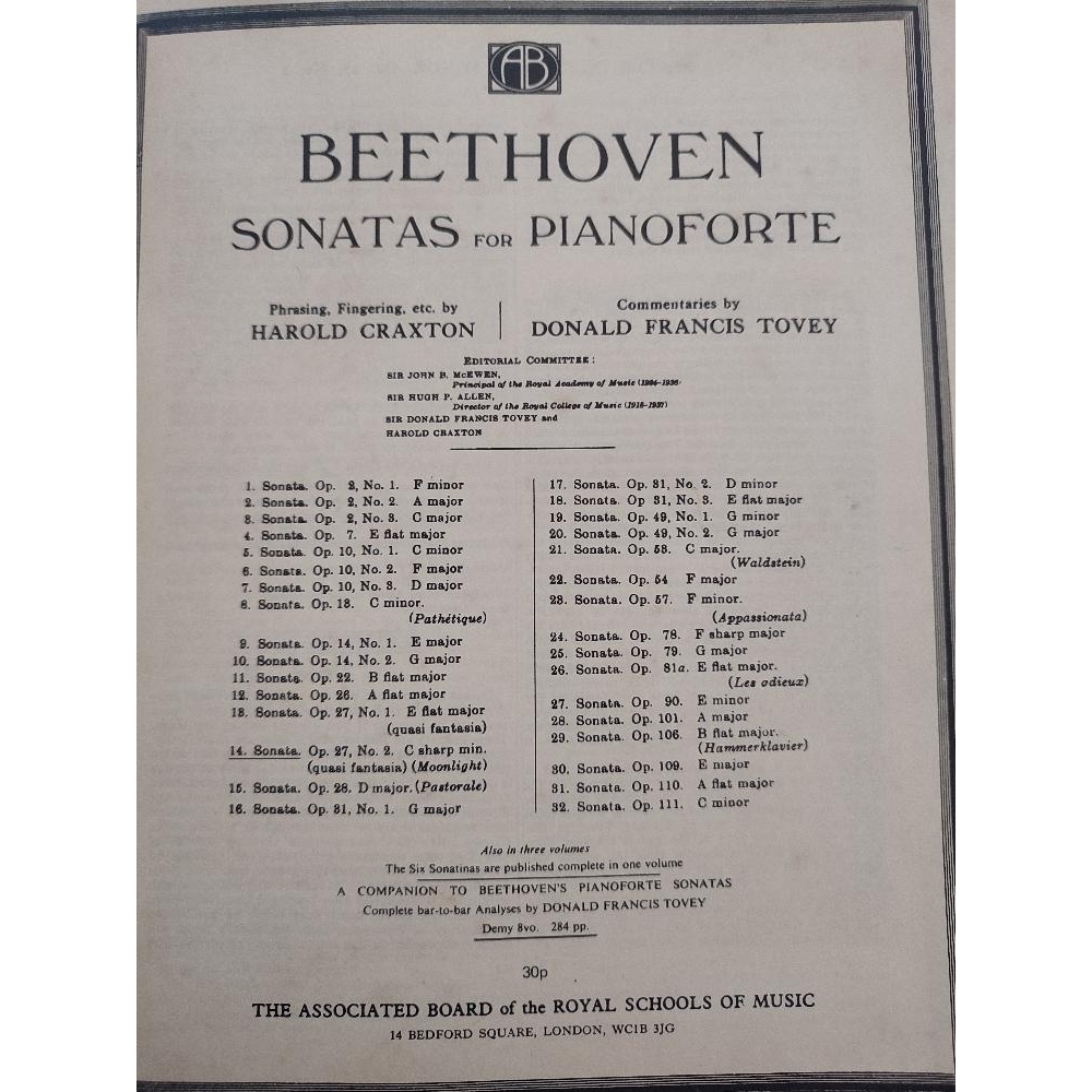 Beethoven sonates pour pianoforte